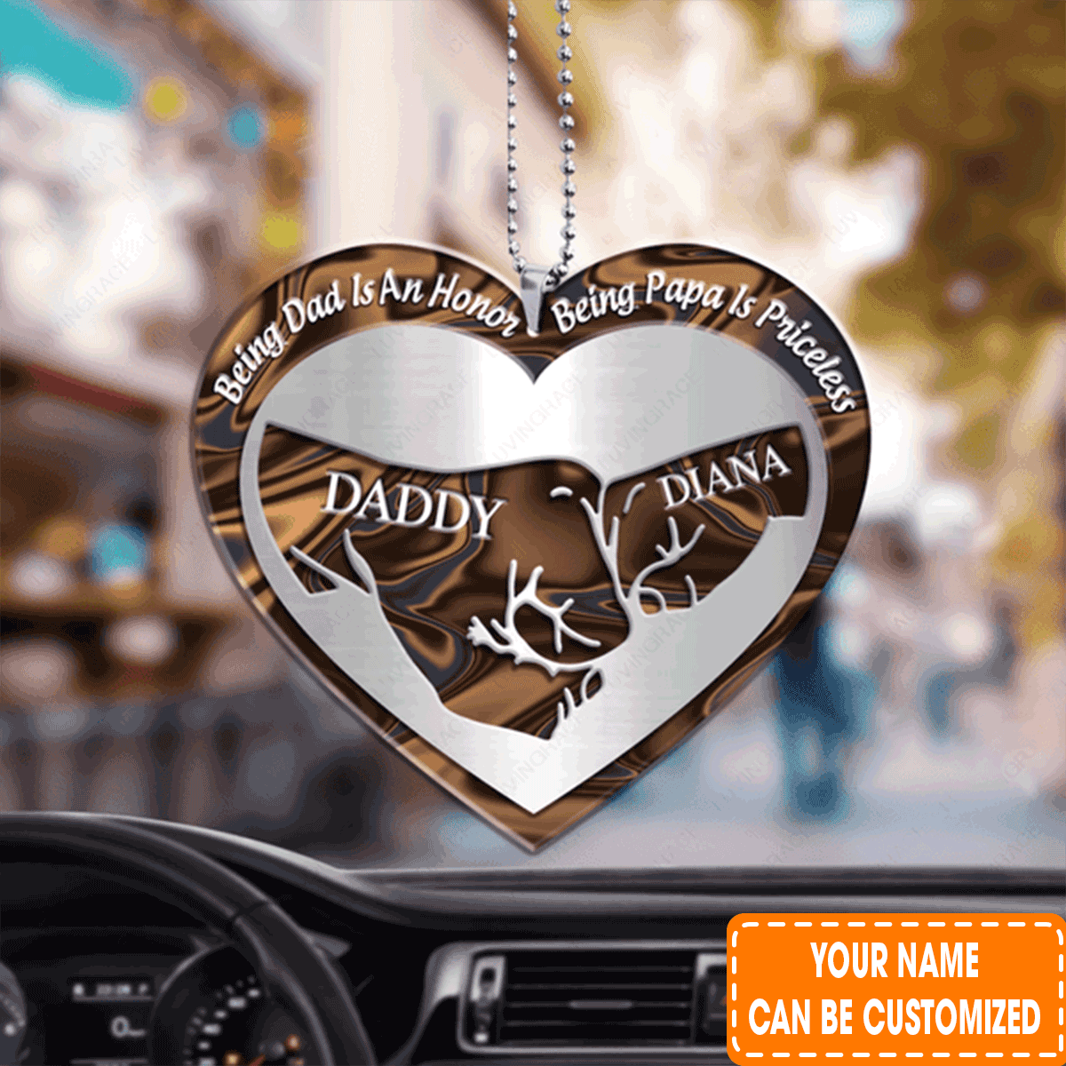 Personalized Father And Son Being Dad Is An Honor Acrylic Car Ornament, Perfect Christmas Gift For Dad Father