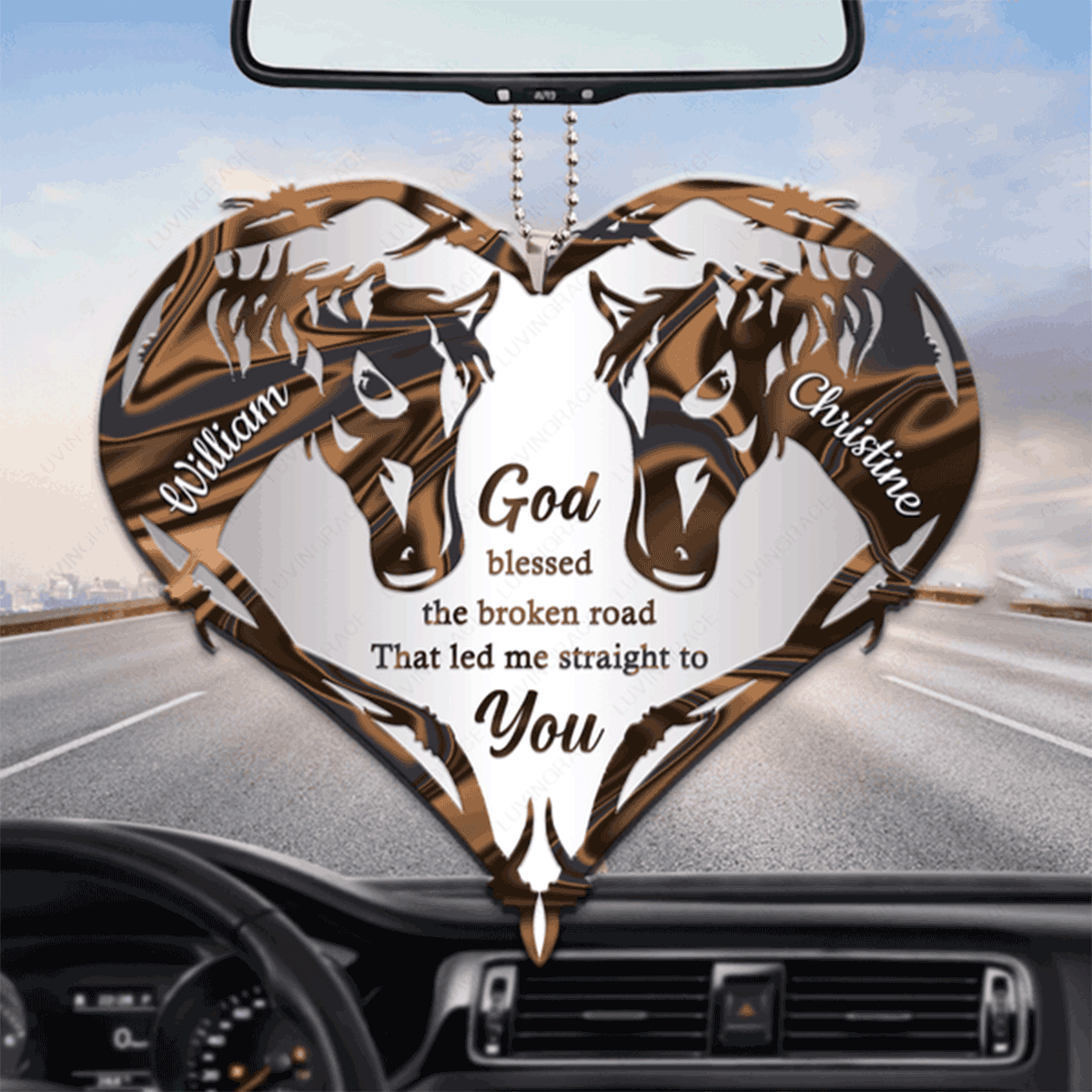 Customized Name Horses Couple God Blessed Acrylic Ornament, Perfect Christmas Gift For Family, Friends