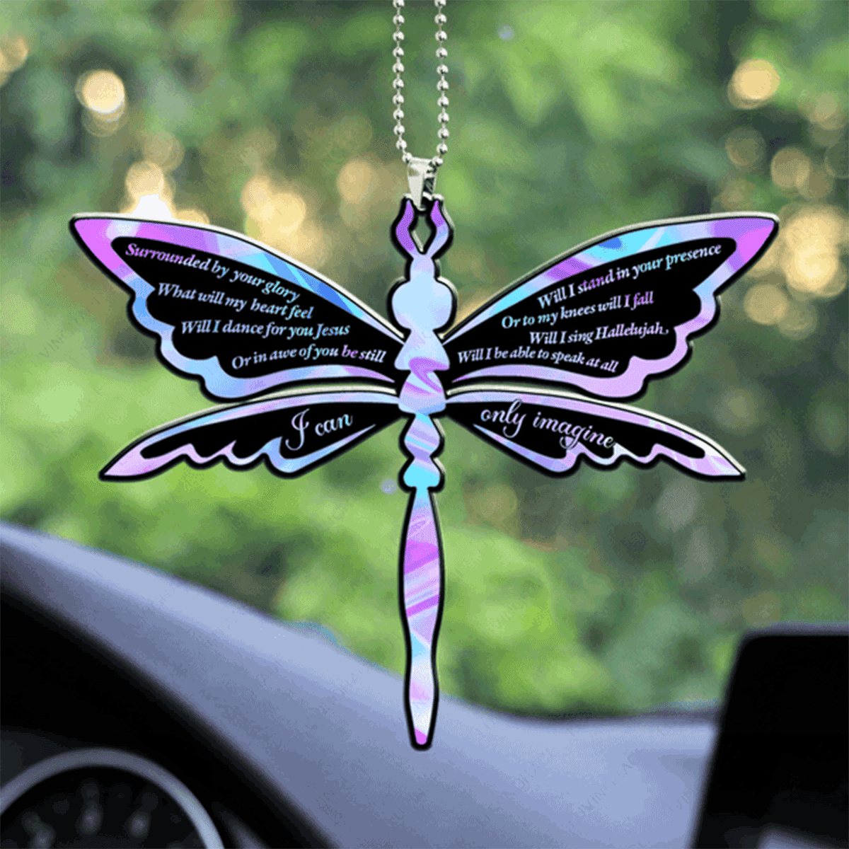 Hologram Dragonfly I Can Only Imagine Acrylic Car Ornament, Perfect Christmas Gift For Family, Friend