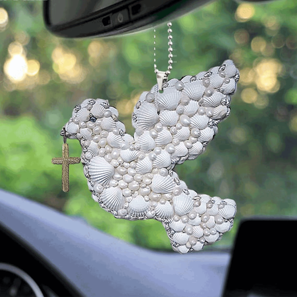 Dove Seashell Hanging Acrylic Car Ornament, Perfect Christmas Gift For Family, Friends