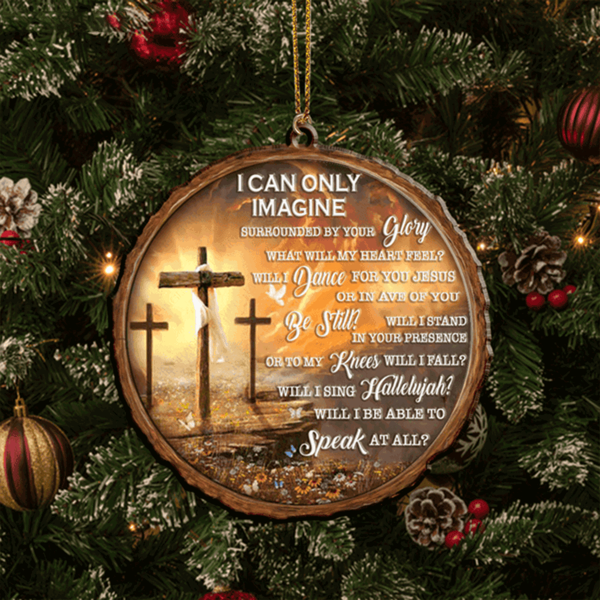 Jesus Cross I Can Only Imagine Acrylic Ornament For Christian, God Faith Believers, Holiday Decor