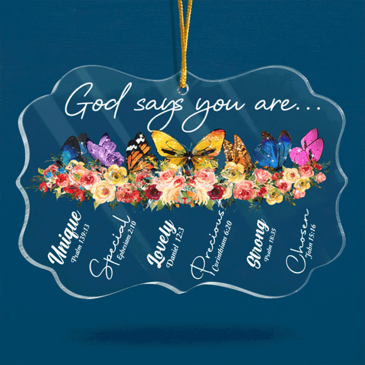 Colorful Butterfly Flowers God Says You Are Acrylic Ornament, Perfect Christmas Gift For Family, Friends