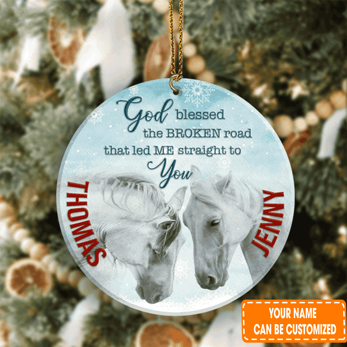 Personalized White Horse Couple Snow God Blessed Acrylic Ornament For Couple