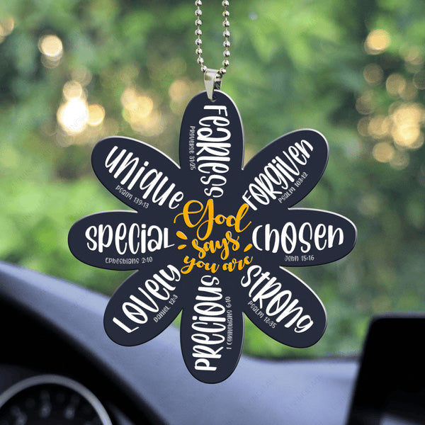 Daisy God Say You Are Acrylic Car Ornament, Perfect Christmas Gift For Family, Friends