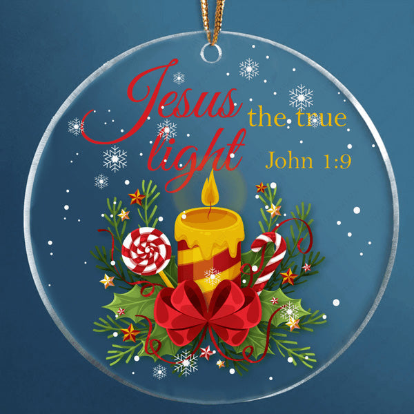 Snow Christmas Candle Jesus The True Light Acrylic Ornament, Christmas Gift For Family, Friends
