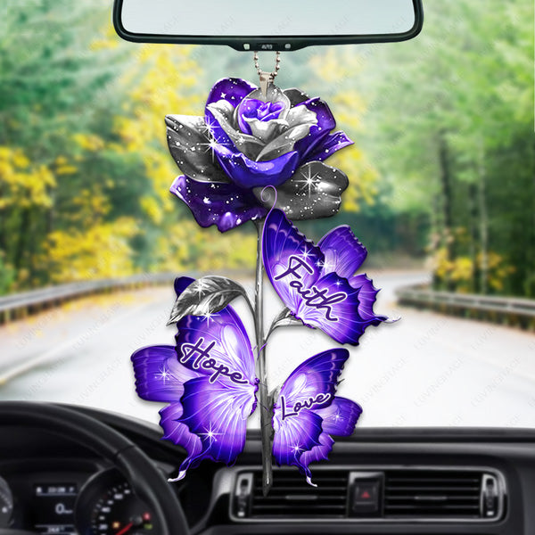 Purple Rose Faith Hope Love Acrylic Ornament, Perfect Christmas Gift For Family, Friends