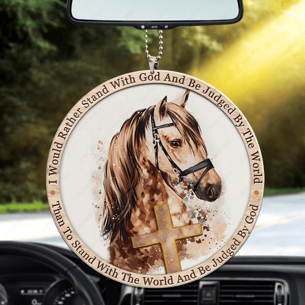 Cross Horse Stand With God Acrylic Car Ornament, Perfect Christmas Gift For Family, Friends