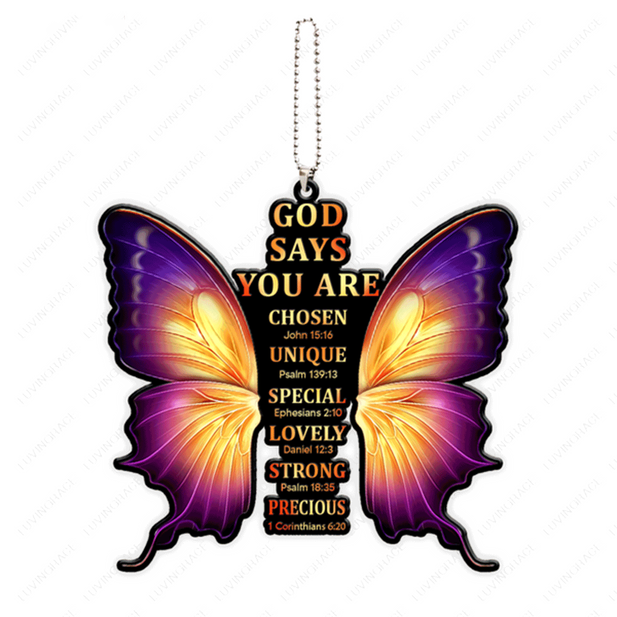 God Says You Are Cross Butterfly Acrylic Car Ornament, Perfect Christmas Gift For Family, Friends