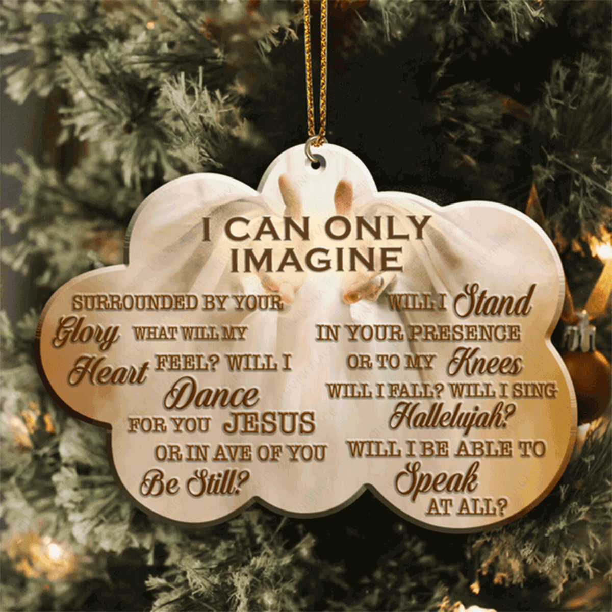 Jesus Acrylic Ornament, Jesus Hand Cloud I Can Only Imagine Acrylic Ornament For Christian, God Faith Believers, Holiday Decor