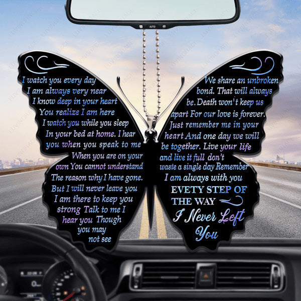 Holographic I Never Left You Butterfly Acrylic Car Ornament, Perfect Christmas Gift For Family, Friends