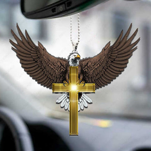 Eagle Golden Cross Acrylic Car Ornament, Perfect Christmas Gift For Family, Friends