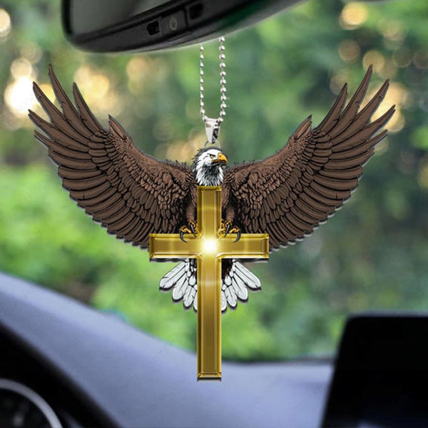 Eagle Golden Cross Acrylic Car Ornament, Perfect Christmas Gift For Family, Friends