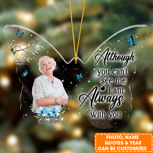 Personalized Memorial Butterfly Acrylic Ornament, Your Wings Were Ready, Best Memorial Gift For Family Member