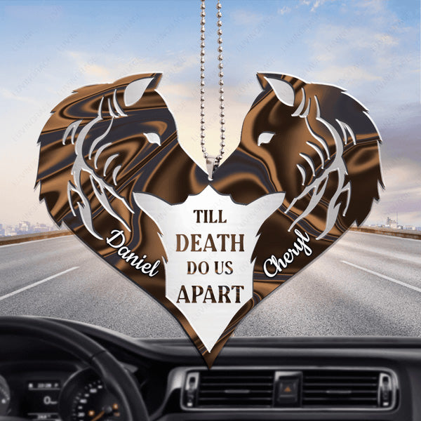 Custom Name Love Wolf Couple Acrylic Car Ornament, Perfect Christmas Gift For Couple