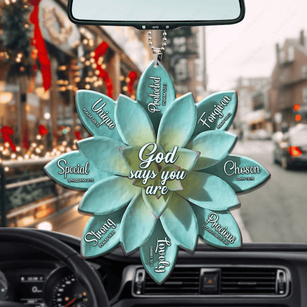 Succulent Cactus God Says You Are Acrylic Car Ornament, Perfect Christmas Gift For Family, Friends