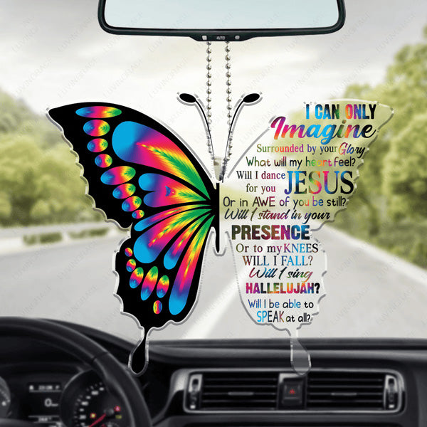 Colorful Half Butterfly I Can Only Imagine Acrylic Car Ornament, Perfect Christmas Gift For Family, Friends