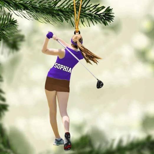 Personalized Golf Woman Acrylic Christmas Ornament, Golf Team Gift, Gift For Golf Lovers, Golf Players