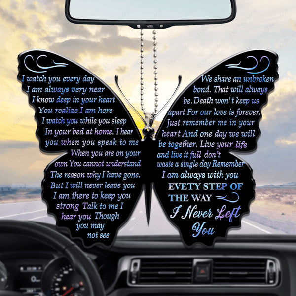 Holographic I Never Left You Butterfly Acrylic Car Ornament, Perfect Christmas Gift For Family, Friends