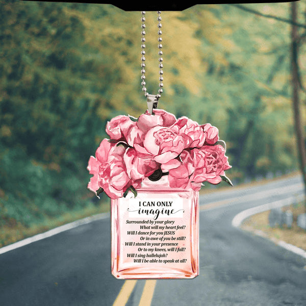 Pink Peony Perfume I Can Only Imagine Acrylic Car Ornament, Perfect Christmas Gift For Family, Friends