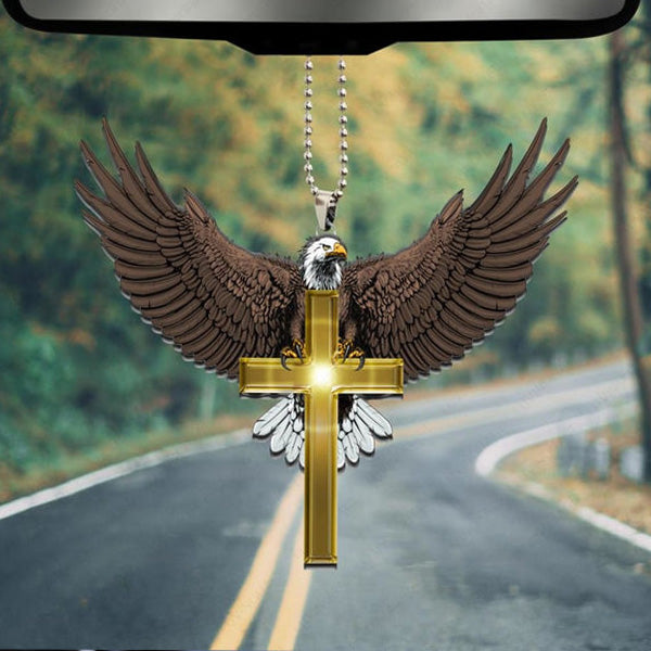 Eagle Golden Cross Acrylic Car Ornament, Perfect Christmas Gift For Family, Friends