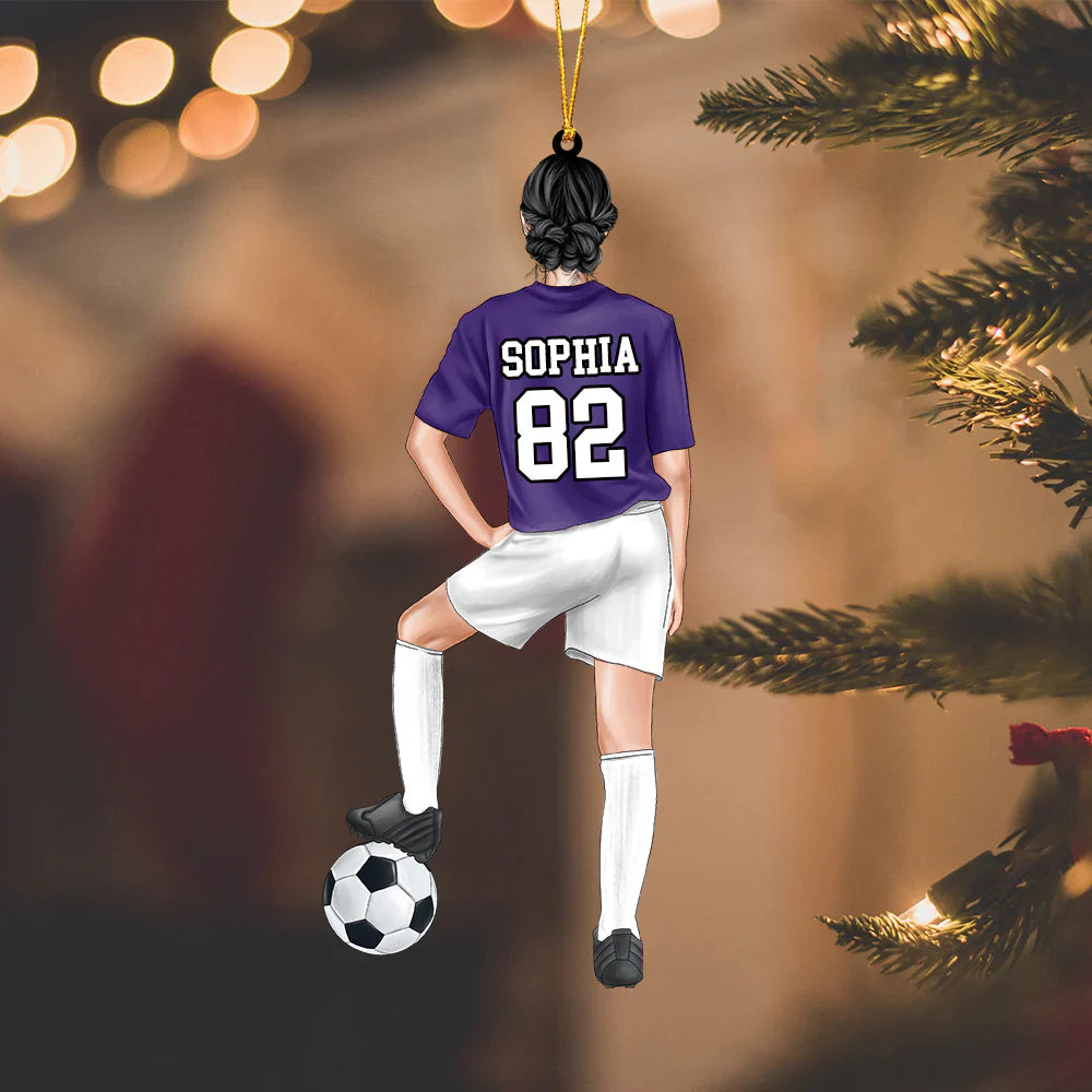 Customized Soccer Female Players Christmas Ornament, Soccer Team Gift For Daughter, Football Players, Football Lovers