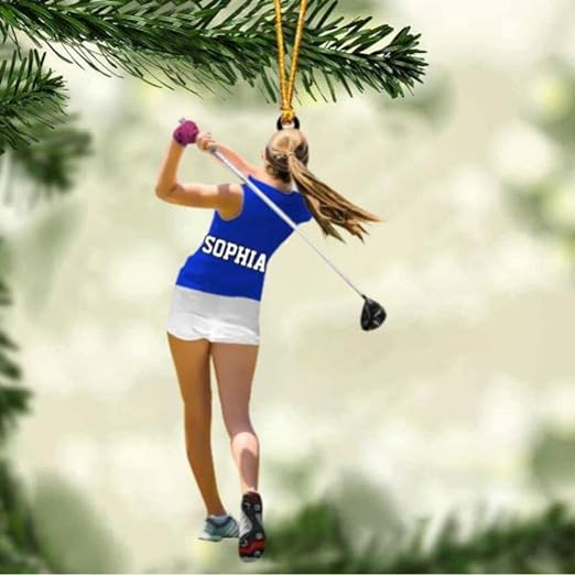 Personalized Golf Woman Acrylic Christmas Ornament, Golf Team Gift, Gift For Golf Lovers, Golf Players