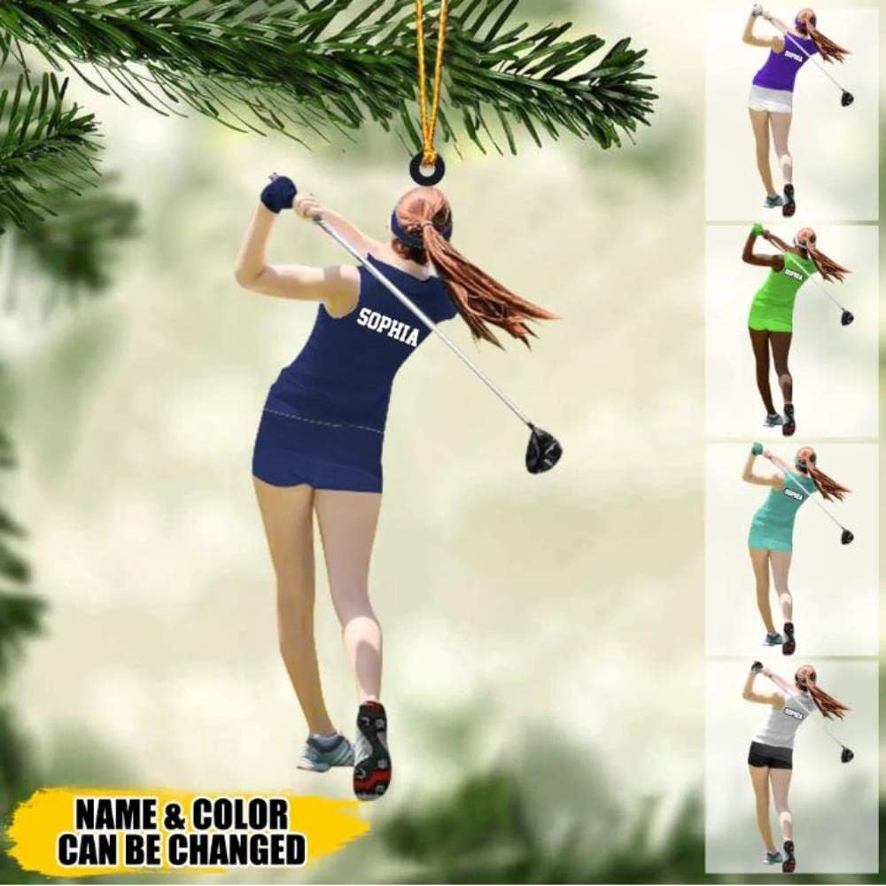 Personalized Golf Woman Acrylic Christmas Ornament, Golf Team Gift, Gift For Golf Lovers, Golf Players