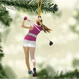 Personalized Golf Woman Acrylic Christmas Ornament, Golf Team Gift, Gift For Golf Lovers, Golf Players