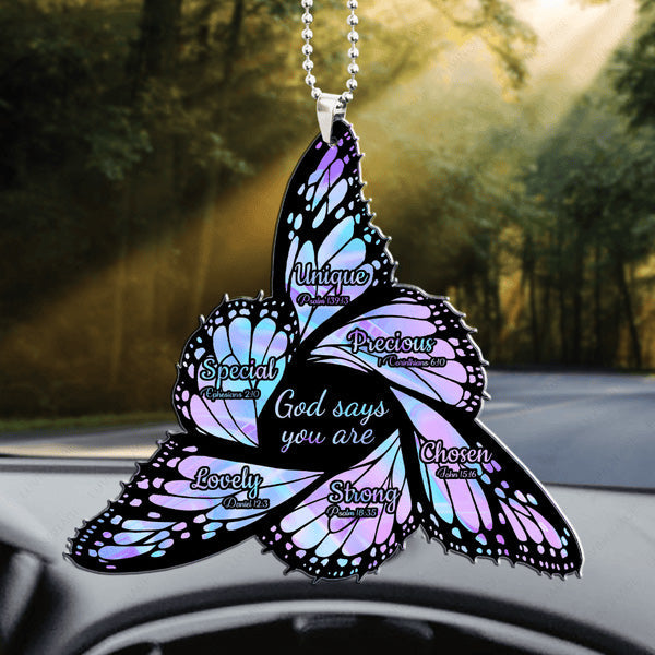Triangle Butterfly Wings God Says You Are Acrylic Car Ornament, Perfect Christmas Gift For Family, Friends
