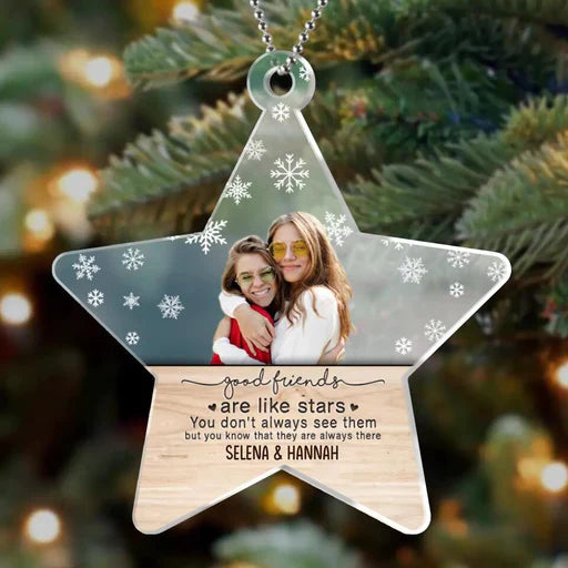 Personalized Best Friend Photo Star Acrylic Ornament, Customized Friend Photo Acrylic Ornament - Best Gift For Friends, Besties