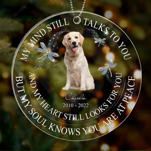 Personalized Dog Memorial Circle Acrylic Ornament My Soul Knows You Are At Peace, Memorial Gift For Dog Mom Dad Family