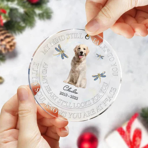 Personalized Dog Memorial Circle Acrylic Ornament My Soul Knows You Are At Peace, Memorial Gift For Dog Mom Dad Family