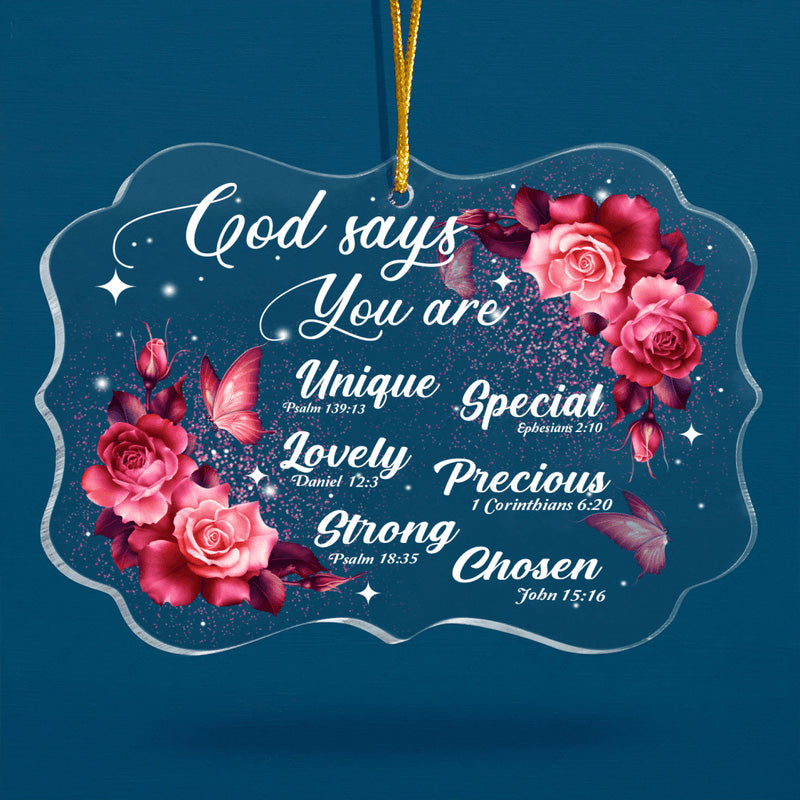 Roses Butterfly God Says You Are Acrylic Ornament, Christmas Gift For Family, Friends, Holiday Decor