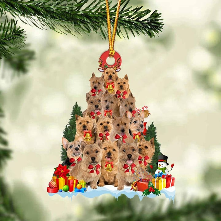 Norwich Terrier Dog Christmas Tree Acrylic Ornament, Christmas Gift Ornament for Dog Lover, Holiday Gift