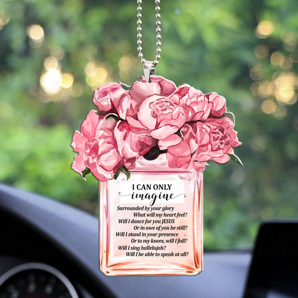Pink Peony Perfume I Can Only Imagine Acrylic Car Ornament, Perfect Christmas Gift For Family, Friends