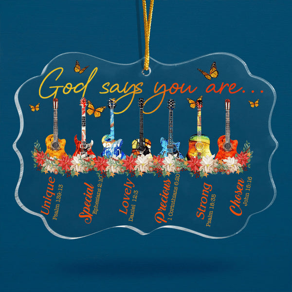 Guitars Butterfly God Says You Are Acrylic Ornament, Perfect Christmas Gift For Family, Friends, Holiday Decor