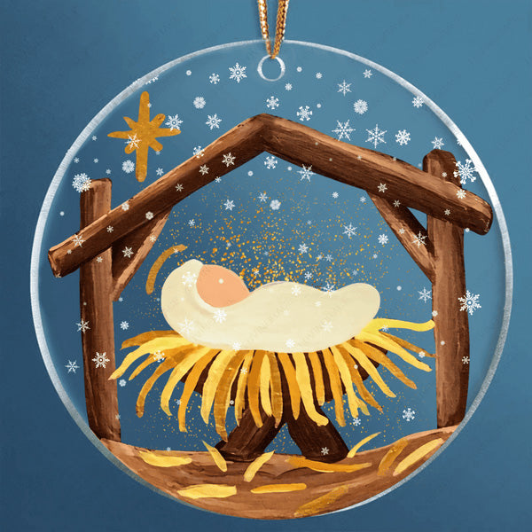 Snow Nativity Christmas Night Acrylic Ornament, Perfect Christmas Gift For Family, Friends, Holiday Decor