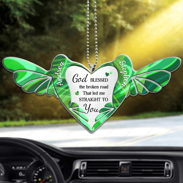 Customized Name Hummingbird Couple God Blessed Acrylic Car Ornament, Perfect Christmas Gift For Family, Friends