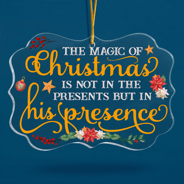 Poinsettia Floral The Magic Of Christmas Acrylic Ornament, Perfect Christmas Gift For Family, Friends, Holiday Decor