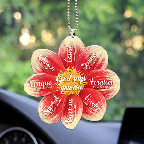 Beautiful Flower God Says You Are Acrylic Car Ornament, Perfect Christmas Gift For Family, Friends