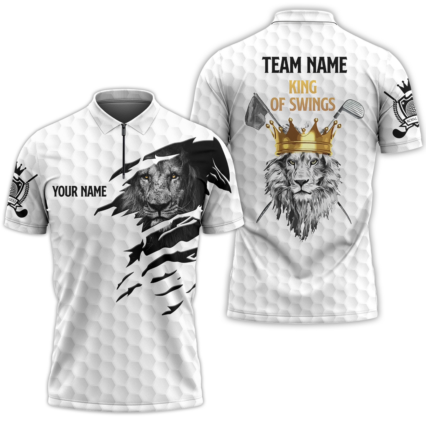 Personalized King Of Swings Lion Golf Zip Polo Shirt, I'd Tap That Golf Custom Shirt For Golf Players, Gift For Golfers
