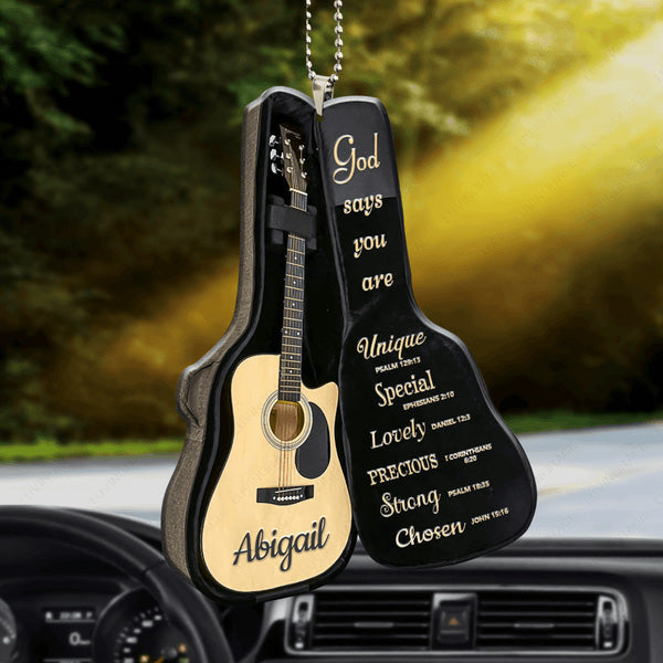 Personalized Name Guitar Bag God Says You Are Acrylic Car Ornament, Perfect Christmas Gift For Guitar Artist