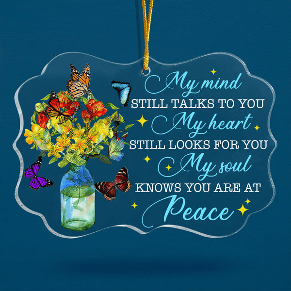Jesus Acrylic Ornament, Flower Colorful Butterfly My Soul Knows You Are At Peace Acrylic Ornament - Gift For Jesus Lovers, Christian