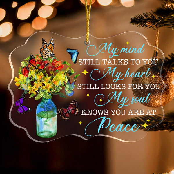 Jesus Acrylic Ornament, Flower Colorful Butterfly My Soul Knows You Are At Peace Acrylic Ornament - Gift For Jesus Lovers, Christian