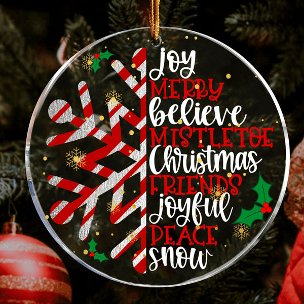 Christmas Candy Snowflake Christmas Friends Acrylic Ornament, Christmas Gift For Family, Friends