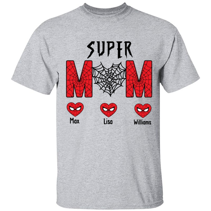 Personalized Super Spider Mom Shirt With Kids Name Shirt For Mom, Mother, Mother's Day Gift - HN25