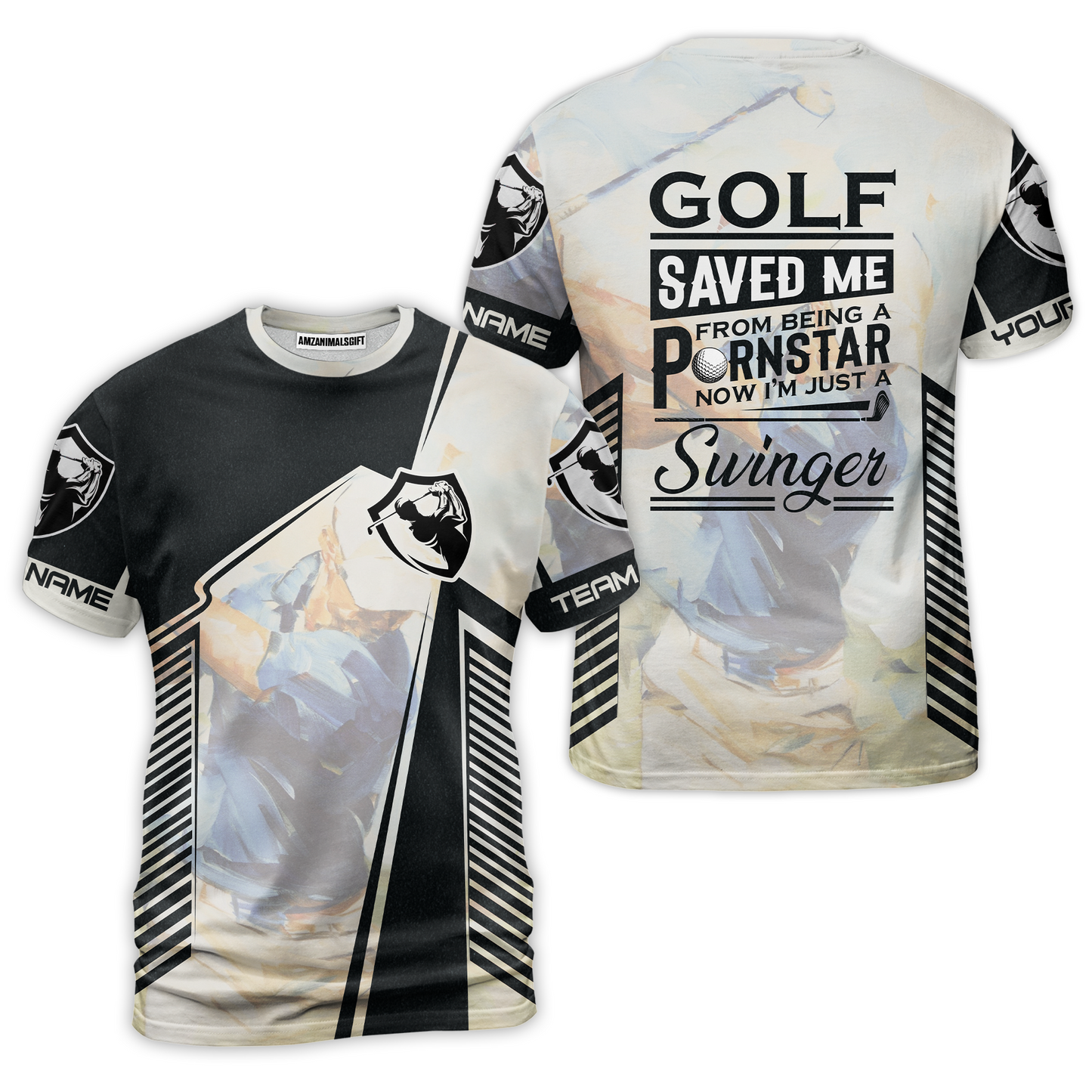 Black And White Men Polo Shirt, Golf Saved Me Golfing Polo Shirt, Best Golf Shirt For Men