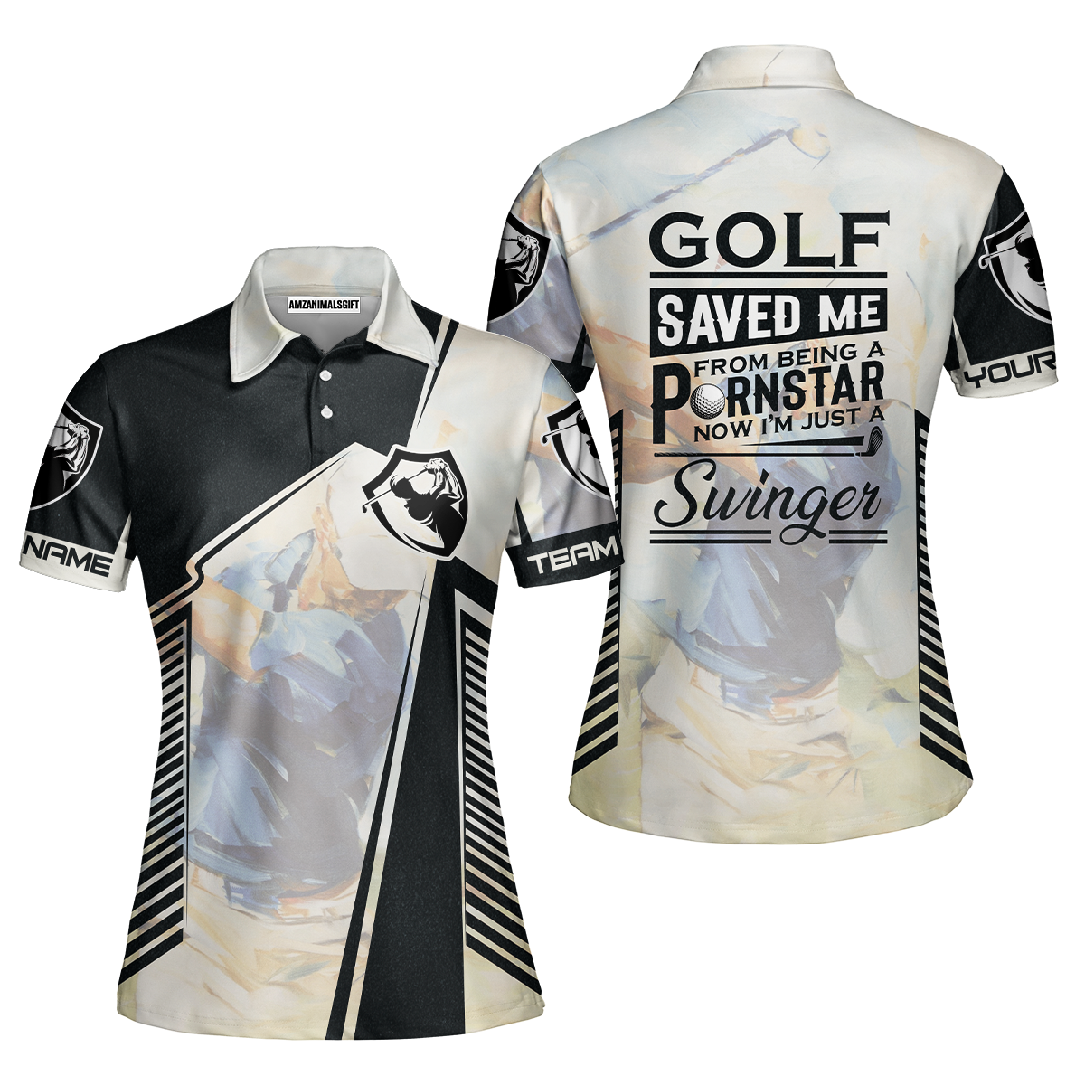 Black And White Men Polo Shirt, Golf Saved Me Golfing Polo Shirt, Best Golf Shirt For Men