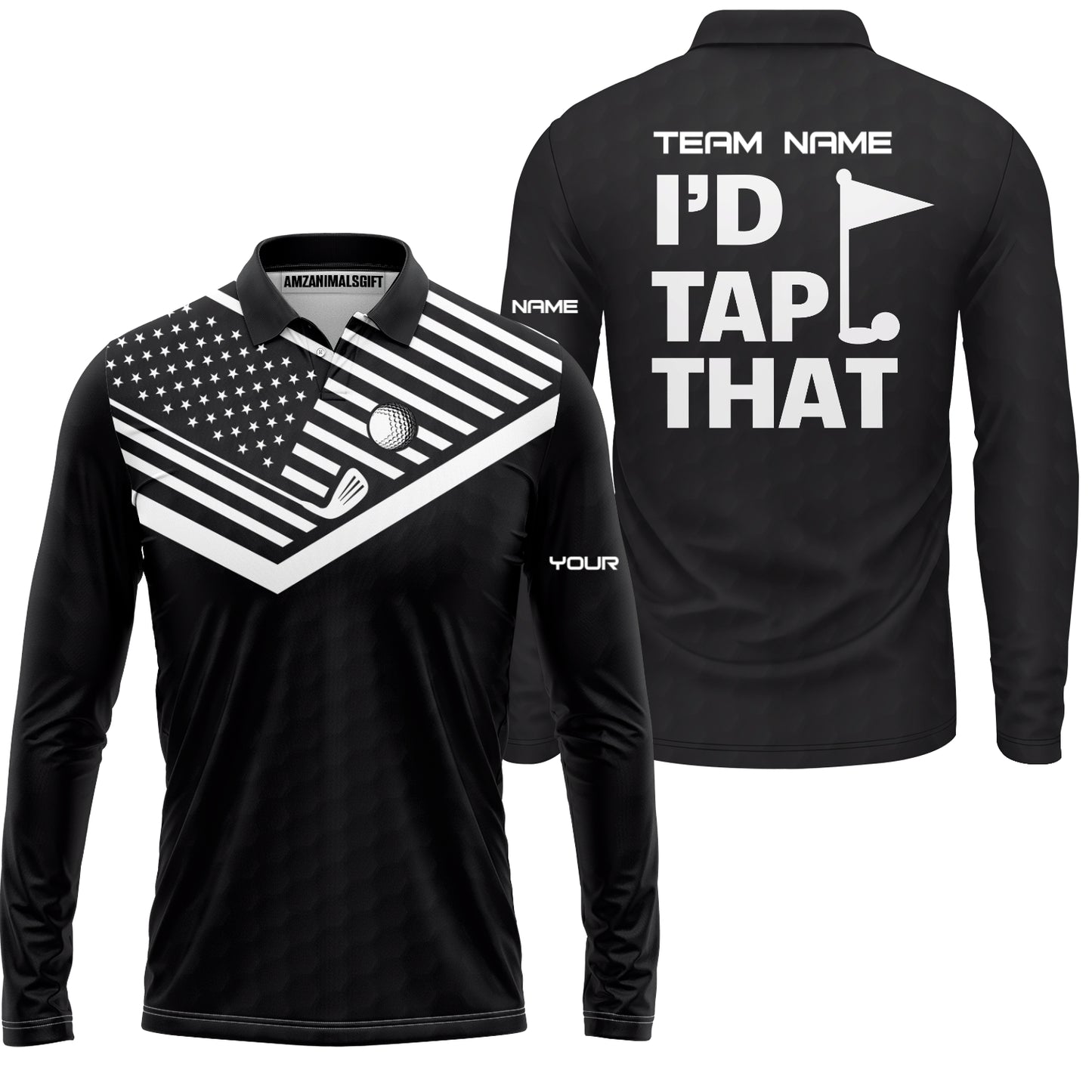 Personalized Golf American Long Sleeve Polo Shirt, I'd Tap That Golf Custom Shirt For Golf Players, Gift For Golfers