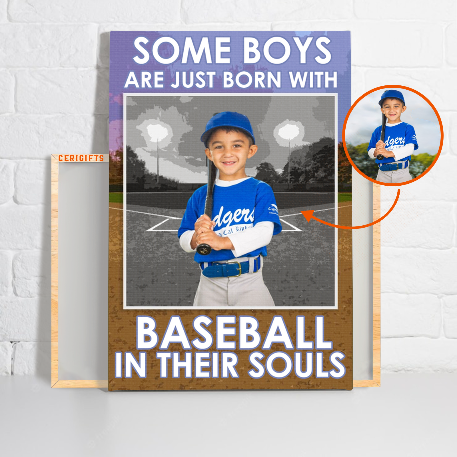 Custom To My Son, Grandson Baseball Canvas Print, Custom Photo Wall Art Gift From Mom, Dad, Grandma, Grandpa - Boys are born with Baseball